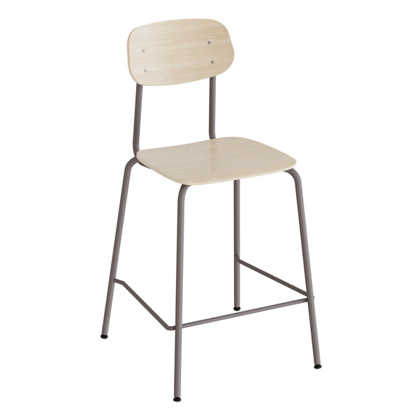 Barstol Atlas 2111BS, hvidpigmenteret egelaminat, gråt stel