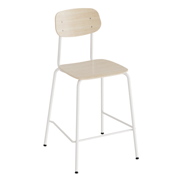 Barstol Atlas 2111BS, hvidpigmenteret egelaminat, hvidt stel – image 1