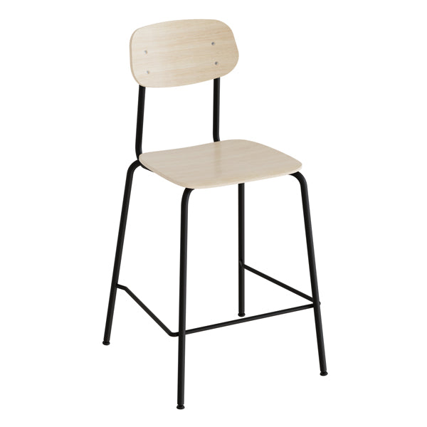 Barstol Atlas 2111BS, hvidpigmenteret egelaminat, sort stel – image 1