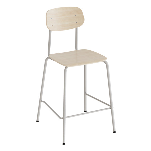 Barstol Atlas 2111BS, hvidpigmenteret egelaminat, alugråt stel – image 1