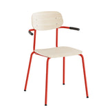 Stol Atlas 2111LK, hvidpigmenteret egelaminat, rødt stel