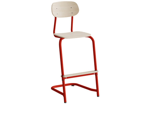 Stol Atlas, fritsving 2114, hvidpigmenteret egelaminat, rødt stel