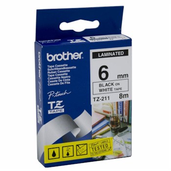 Brother TZe tape 6mmx8m black/white – image 1