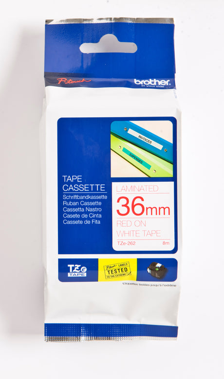 Brother TZe tape 36mmx8m red/white – image 3