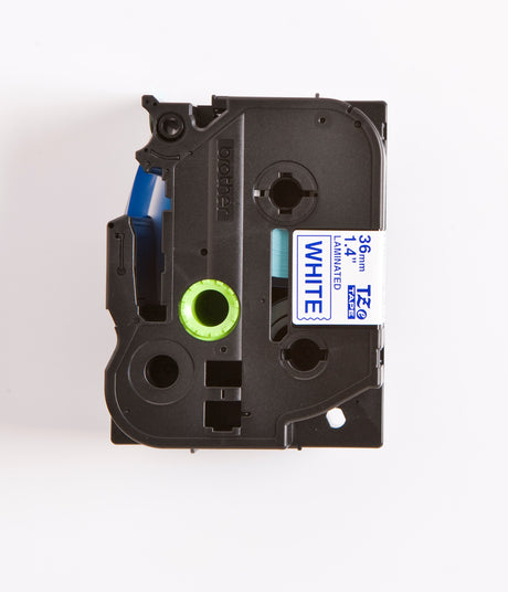 Brother TZe tape 36mmx8m blue/white – image 4