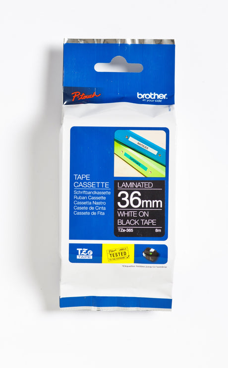 Brother TZe tape 36mmx8m white/black – image 3