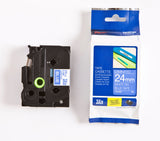 Brother TZe tape 24mmx8m white/blue – Labeltape (billede 2)