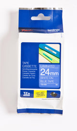 Brother TZe tape 24mmx8m white/blue – Labeltape (billede 3)