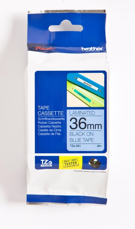 Brother TZe tape 36mmx8m black/blue – image 3