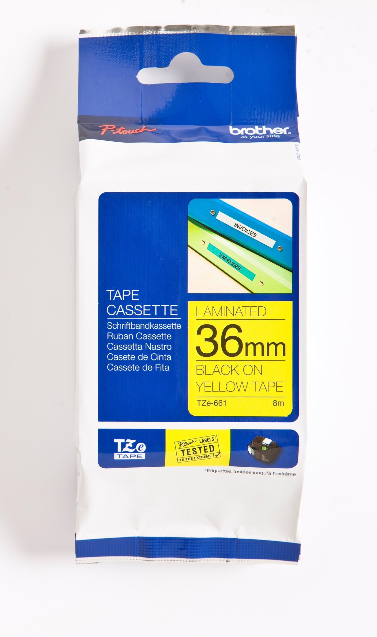 Brother TZe tape 36mmx8m black/yellow – image 3