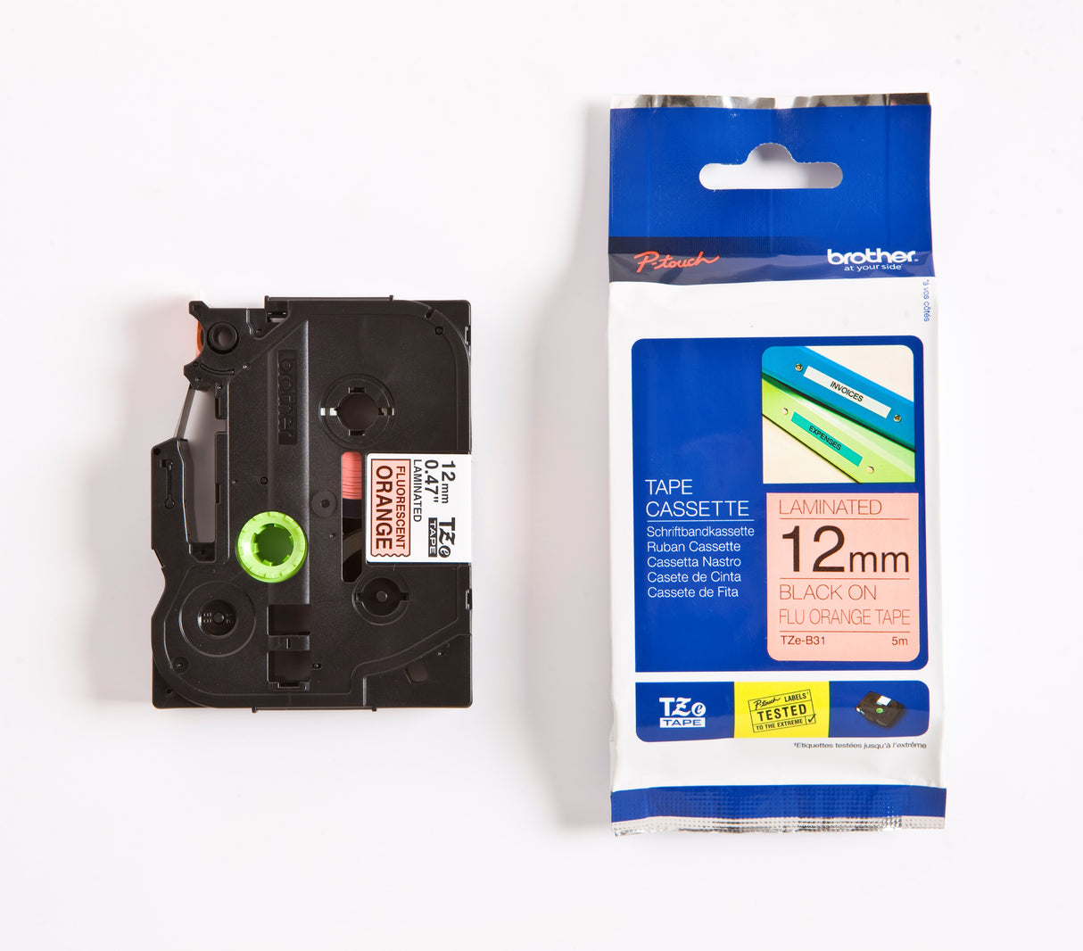 TZe tape 12mmx8m black/neon orange – image 2