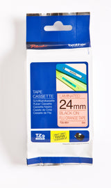 TZe tape 24mmx5m black/neon orange