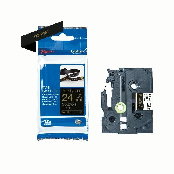 Brother TZeR satinbånd 24mm x 4m guld på sort