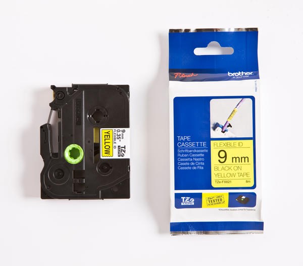 Brother TZe tape 9mmx8m flexible black/yellow – Labeltape
