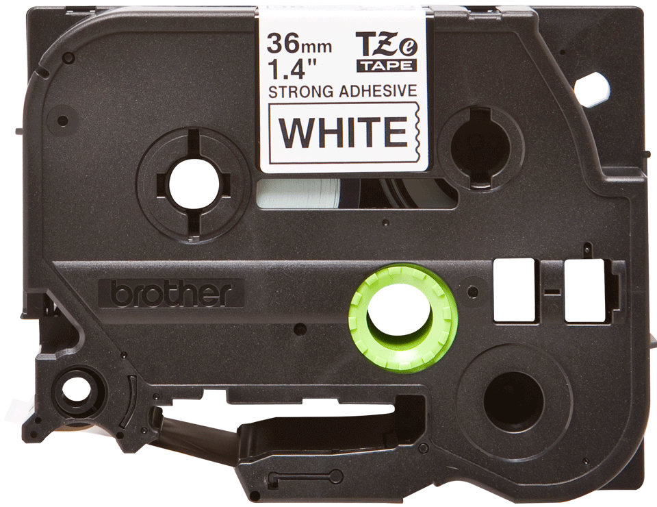 Brother TZeS tape 36mmx8m strong black/white – Labeltape (billede 2)