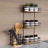 Badeværelseshylde Bambus Sort aluminium – image 2