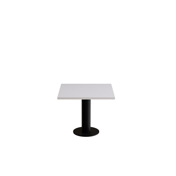 Form o Miljö Bord Cirkum, 600x600mm, højde 500 mm, grå laminat  med sort stel – Kantineborde