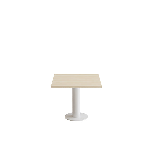 Form o Miljö Bord Cirkum, 600x600mm, højde 500 mm, birk laminat med hvidt stel – Kantineborde