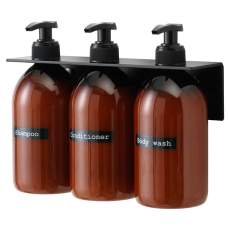 Sæbeholder / vægophæng til 3 flasker, sort – image 2