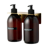 Sæbeholder / vægophæng til 2 flasker, messinglook – image 2