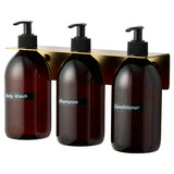 Sæbeholder / vægophæng til 3 flasker, messinglook – image 2