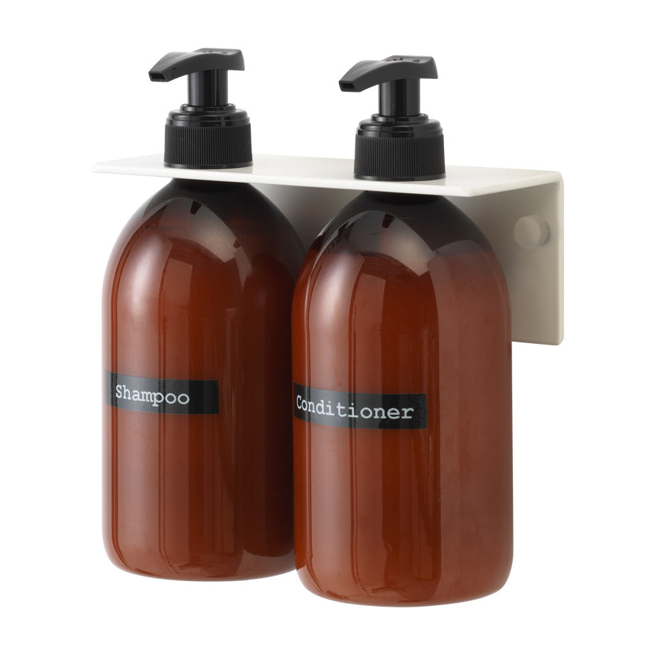 Sæbeholder / vægophæng til 2 flasker, hvid – image 2