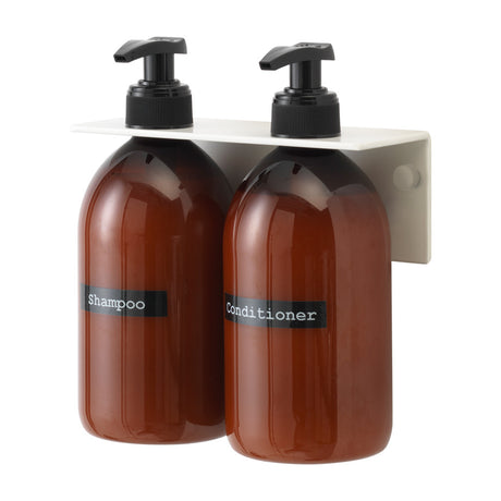 Sæbeholder / vægophæng til 2 flasker, hvid – image 2