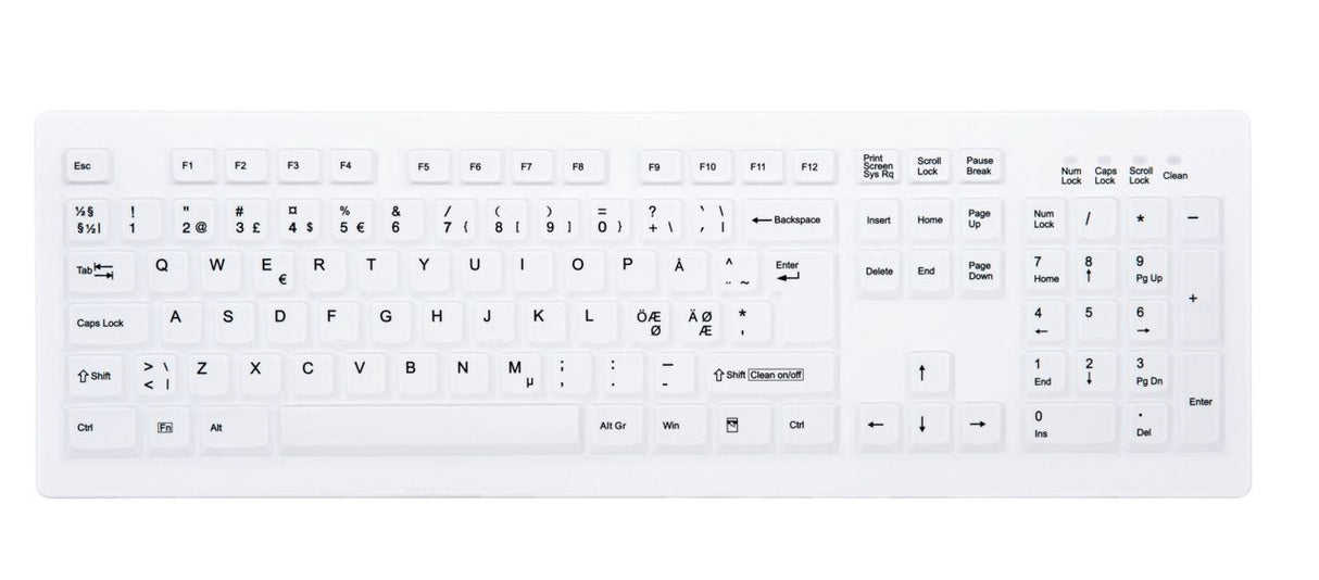 Contour Active Key ClassicClean Med KB IP68 Full-Size WL White – Tastaturer (billede 1)