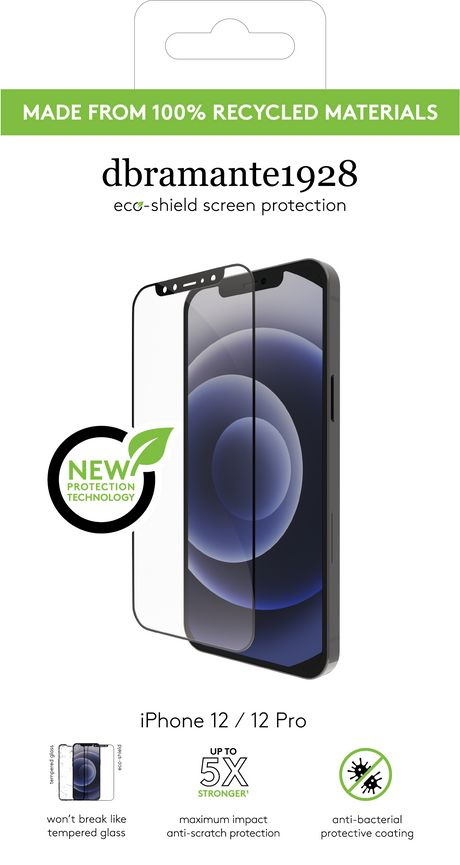 Dbramante1928 eco-shield - iPhone 12/12 Pro, Black edge – Skærmbeskyttelse - iPhone 12/12 Pro (billede 1)