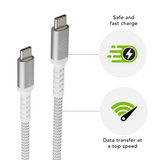 Bulk - Braided Cable 2.5m USB-C/USB-C 100W - Grey