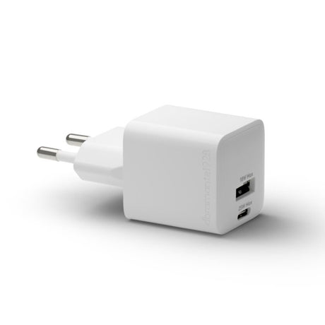 Dbramante1928 Re-charge - Wall Charger GaN - USB-C+USB-A 25W+18W EU, White – Ladere u/kabel - GaN