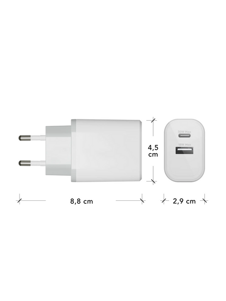 Dbramante1928 Re-charge - EU Wall Charger USB-C 30W+USB-A 18W-W – Ladere u/kabel - GaN (billede 2)