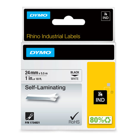 Dymo Tape Rhino 24mmx5,5m Self-laminat bl/whi – Labeltape (billede 1)