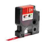 Dymo Tape Rhino 12mmx5,5m colour vinyl hvid på rød – Labeltape (billede 2)