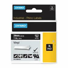 Dymo Tape Rhino 24mmx5,5m colour vinyl hvid på sort – Labeltape (billede 2)