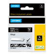 Dymo Tape Rhino 9mmx5,5m vinyl hvid på sort – Labeltape (billede 1)