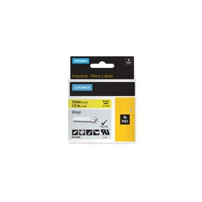 Dymo Tape Rhino 12mmx5,5m vinyl black/yellow – Labeltape