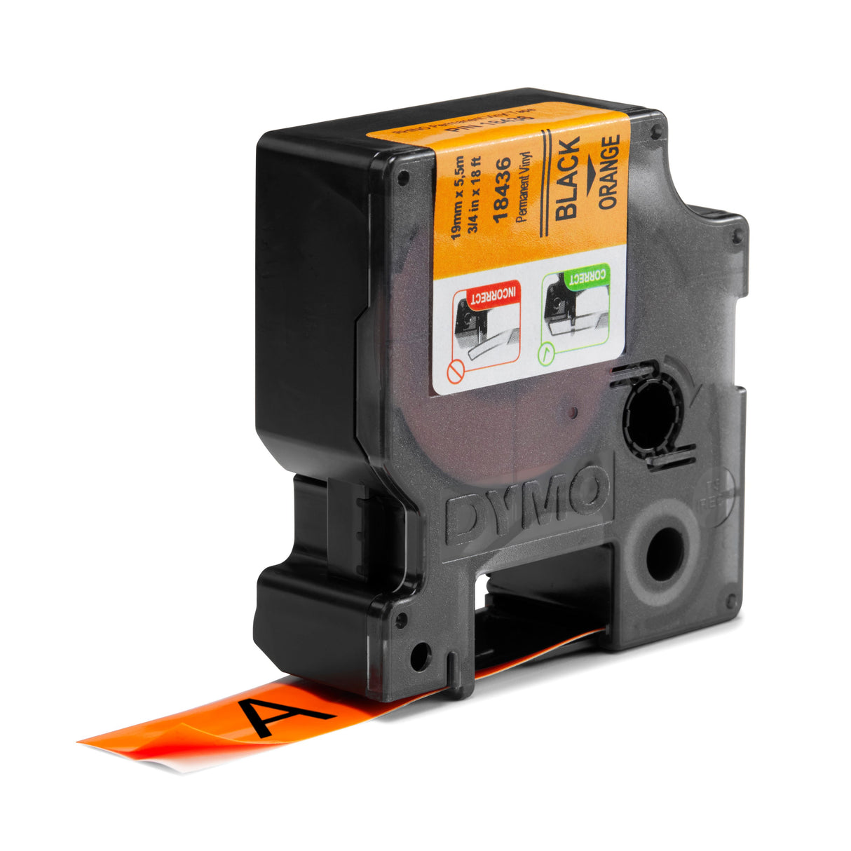 Dymo Tape Rhino 19mmx5,5m vinyl black/orange – Labeltape (billede 2)