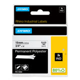Dymo Tape Rhino 19mmx5,5m perm polyest bl/whi – Labeltape (billede 1)