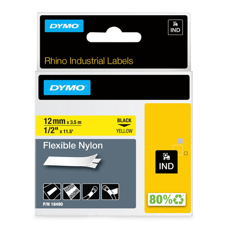 Dymo Tape Rhino 12mmx3,5m flexib nylon bl/yel – Labeltape (billede 1)