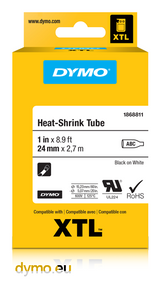 Dymo Tube XTL 24mmx2,7m heat-shrink sort på hvid – Labeltape (billede 2)