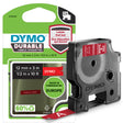 Dymo Tape D1 Extra Strong 12mmx3m white/red – Labeltape (billede 1)