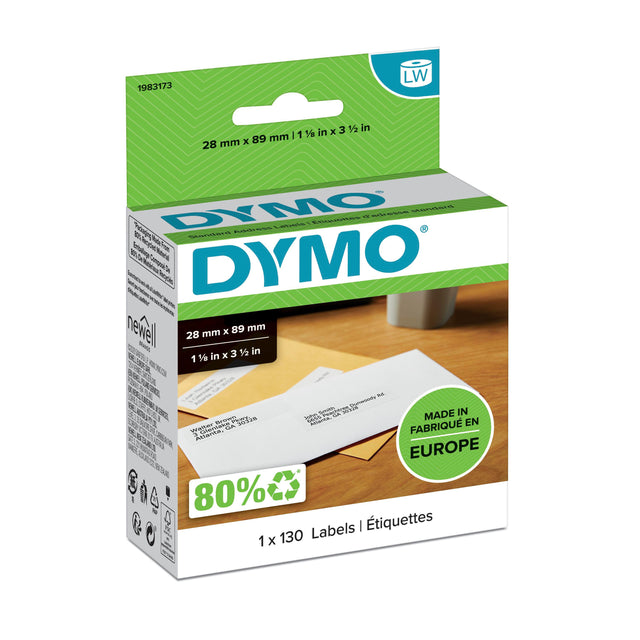Dymo LabelWriter labels 28x89mm (1x130) (billede 1)