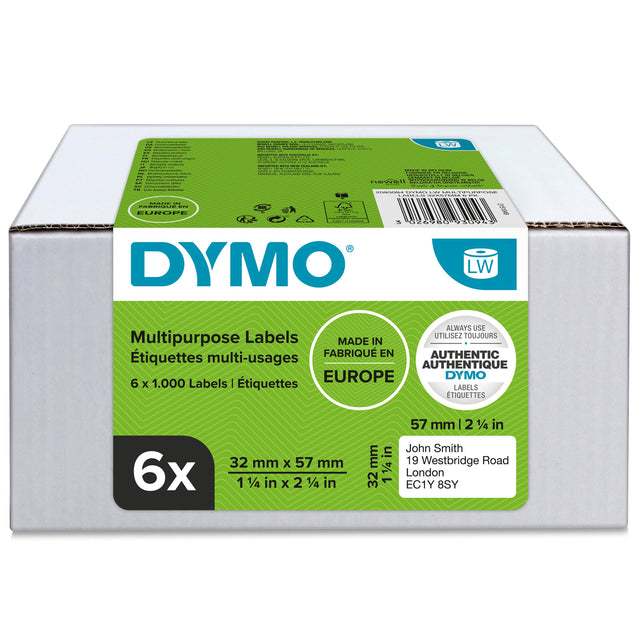 Dymo Label Multi 32x57mm remov white (6x1000) – Etiketter (billede 1)