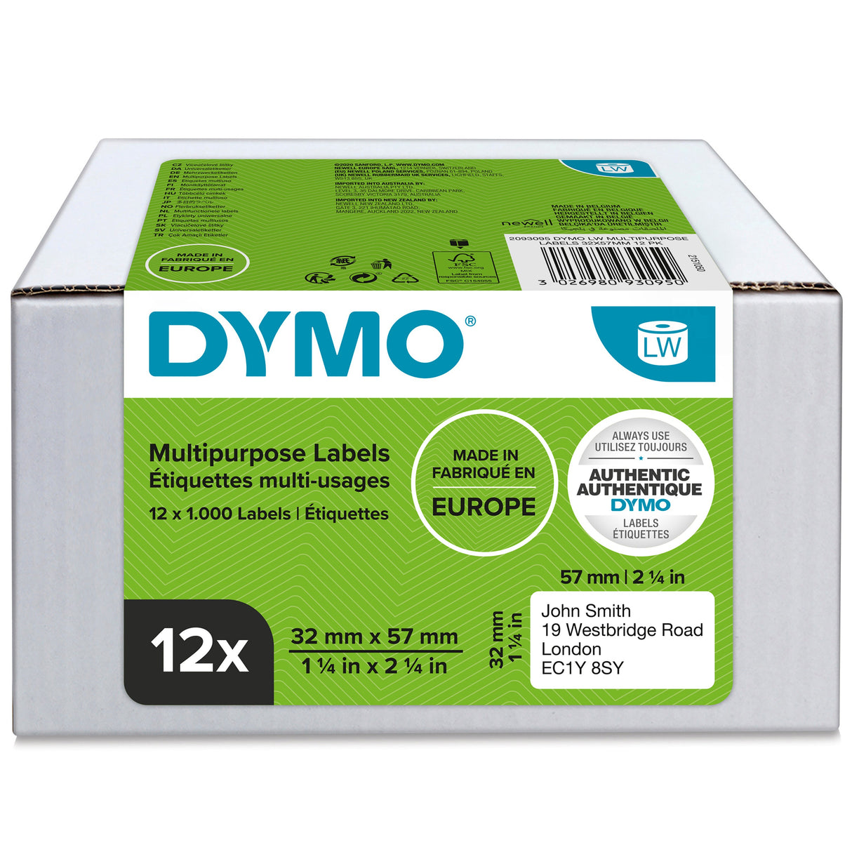Dymo Label Multi 32x57mm remov white (12x1000) – Etiketter (billede 1)