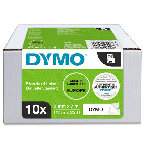 Dymo Tape D1 9mmx7m sort på hvid (10) – Labeltape (billede 1)