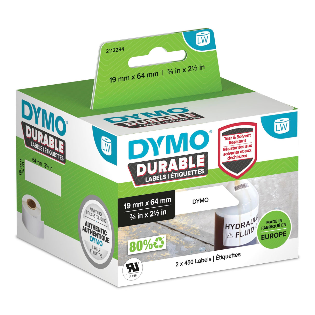 Dymo LabelWriter Durable barcode label 19mm x 64mm 2 rolls – Etiketter (billede 1)