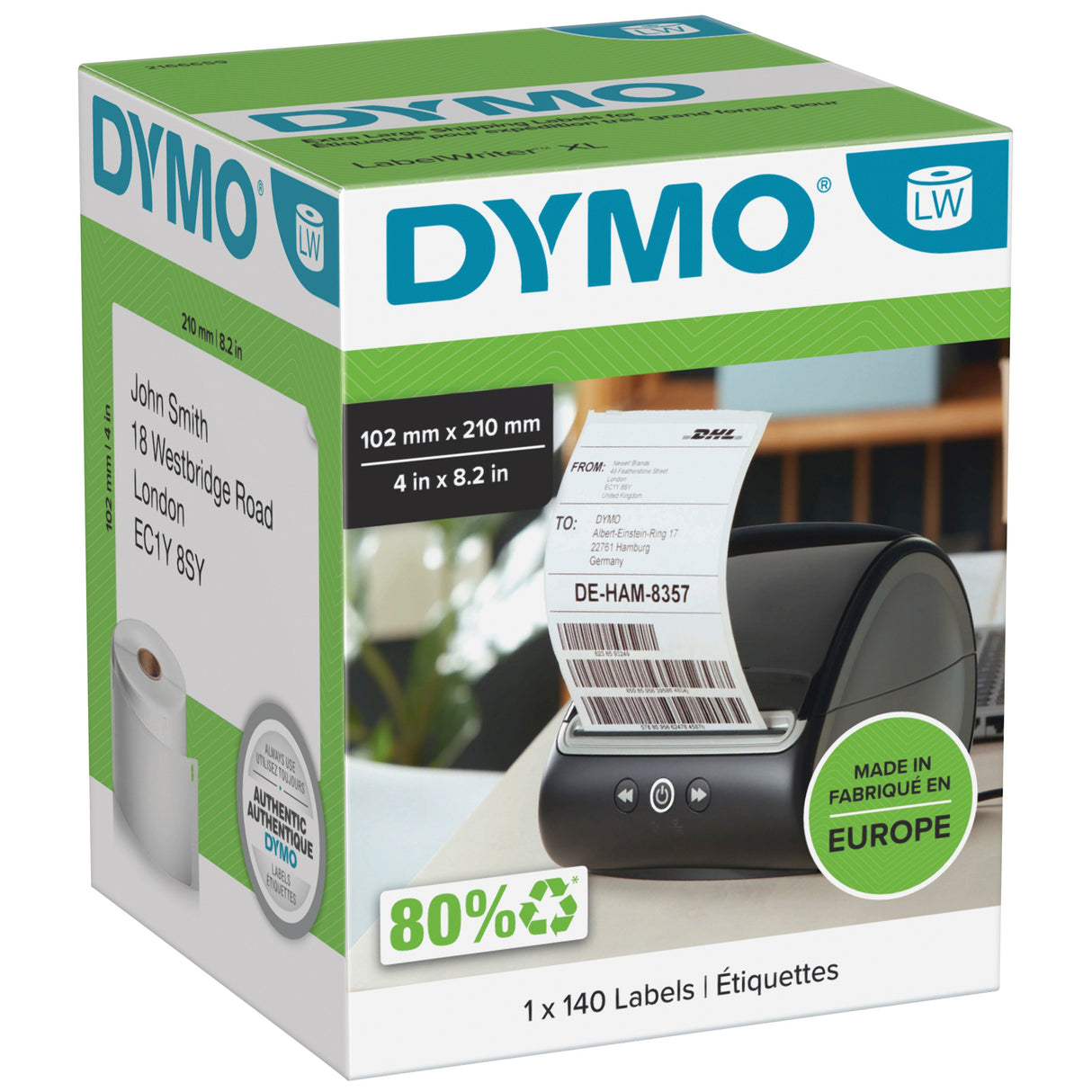 Dymo LabelWriter 102mmX210mm DHL Labels 1 Roll of 140 Labels – Etiketter (billede 1)