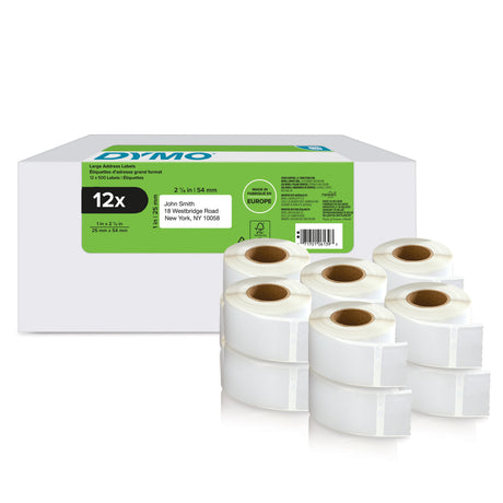 Dymo LabelWriter 25mmX54mm Return Address Labels 12 Rolls of 500 – Etiketter (billede 1)