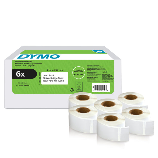 Dymo LabelWriter 25mmX54mm Return Address Labels 6 Rolls of 500 L – Etiketter (billede 1)